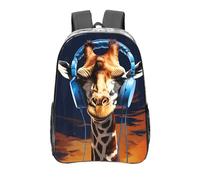 peiyeety Zaino trasparente con giraffa che indossa le cuffie, in PVC resistente, per concerti, lavoro e viaggi