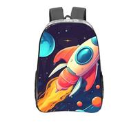 peiyeety Zaino trasparente in PVC resistente con razzo nello spazio, per concerti, lavoro e viaggi