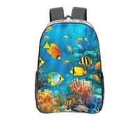 peiyeety Zaino trasparente in PVC resistente per concerti, lavoro e viaggi, motivo: pesci tropicali del mondo sottomarino