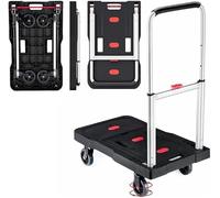 Pejevir Carrello Pieghevole, Carrello Trasportatore Carico Massimo 150KG, Pieghevole Carrelli a Piattaforma Carrello Portapacchi con Ruote Silenziose, Manico Pieghevole Regolabile