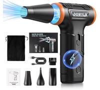 Pejevir Ventola di polvere elettrica, 220000 giri/min, ventola di polvere ricaricabile, aria compressa, con luce LED, spazzola per la pulizia e ricarica rapida USB per PC, auto, divano