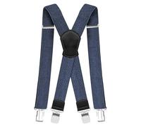 Pejoye Bretelle da uomo larghe 4 cm 3,8 cm resistenti per pantaloni con 4 clip in metallo resistenti, regolabili ed elastiche, per uomini e donne, forma a X, Blu navy-nero, 27 * 11 * 3.5cm