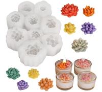 pekifaves 9 stampi in silicone per candele in silicone, Stampo in Silicone per Succulenti Floreale, per decorazioni fai da te, saponi, gesso, decorazioni in resina, cioccolato