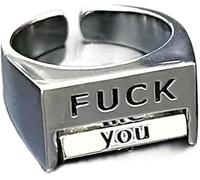 PEKJDS Creative Fu * K anello rotante di controllo dell'umore, anello d'umore stile retrò anello aperto, regolabile Fu * k anello d'ansia Inspirational Statement Gifts
