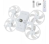 PEKJDS Drone-Style LED Ceiling Fan Light - Three Adjustable Color Modes, Foldable Blades, E27 Fan Lights with Remote Control, Foldable 3-Speed Small Ceiling with Light (White)