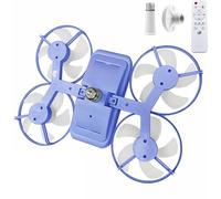 PEKJDS Drone-Style LED Ceiling Fan Light - Three Adjustable Color Modes, Foldable Blades, E27 Fan Lights with Remote Control, Foldable 3-Speed Small Ceiling with Light (Blue)