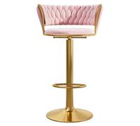 PeKmaR Sgabelli da Bar per la Colazione da Cucina Sgabelli da Bar girevoli Regolabili in Altezza con Schienale in Velluto Sedie da bancone Imbottite Bar per Sale da Pranzo,Rosa,65~80cm