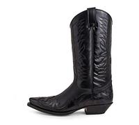 PEKMAR Stivali da Moto da Cowboy Vintage da Uomo, Scarpe da Cavaliere Vintage in Pelle PU Stivali da Moto con Tacco Medio a Punta Stivali Occidentali Casual,Nero,36