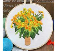 PEKNUX Ricamo 3D Per Principianti Ricamo Creativo Fatto A Mano Fai Da Te Materiale Pacchetto Paesaggio Crisantemo Selvatico