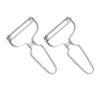 Pelapatate a forma di Y, 2 pezzi, in acciaio inox, con lama seghettata affilata, per cucina, frutta, verdura, sbucciatura, 14,8 cm x 10 cm, argento