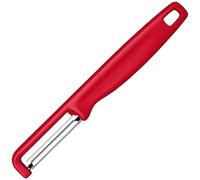 Victorinox Pelapatate Iota, Pelaverdure Universale, per Frutta e Verdura, Bordo Seghettato, Doppio Taglio, Extra Affilato, Swiss Made, Rosso
