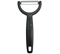 Victorinox Pelapatate Ypso, Pelaverdure Universale, per Frutta e Verdura, Bordo Seghettato, Doppio Taglio, Extra Affilato, Swiss Made, Nero
