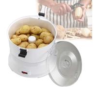 Pelapatate Elettrico, 2 in 1 Pelapatate Automatico a Tamburo per Frutta E Verdura E Centrifuga per Insalata Con Cestello Essiccatore, Stazione Di Raschiatura Da 1 Kg Con Coperchio Trasparente