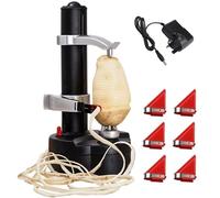 Pelapatate elettrico automatico, pelapatate rotante, taglia frutta e verdura, con 6 lame sostituibili, alimentato da 4 batterie AA (non incluse) o adattatore caricabatterie da 6 V (incluso)