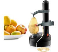 Pelapatate elettrico, rotante, automatico per sbucciare le patate, pelapatate, macchina per frutta e verdura, strumento da cucina in acciaio inox (nero)