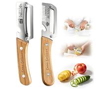 Pelapatate Multifunzionale 2 Pezzi, Grafica Laser Text Personalizzabile Su Legno E Metallo, Sbuccia + Taglia A Julienne + Apri Bottiglie Per Cucina, Campeggio, Casa (B)