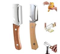 Pelapatate Multifunzione Professionale In Legno, Pela Patate E Verdure Con Sbuccia Mela E Taglia Verdure, Gratta Squame E Apribottiglie, Set Utensili Cucina Ergonomico Per Uso Domestico, 2Pc (C)