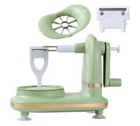 Pelapatate per frutta Affettatrice per pere a manovella con base a ventosa antiscivolo Pelapatate multifunzione per utensili da cucina domestici, verde chiaro.