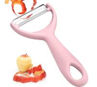 Pelapatate per verdure, resistenti, con manico ergonomico antiscivolo, lama affilata per frutta, carota, verdura, patate, lavabili in lavastoviglie (rosa)