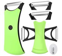 Pelapatate Professionale - Pela per Frutta e Verdure, Doppio Taglio, Lama in Acciaio Inossidabile, Finitura Seghettata, Impugnatura Ergonomica Antiscivolo, Verde