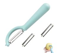 Pelapatate Universale,Pelapatate a P per Tupper con 2 Lame di Ricambio,Pela Patate e Verdure,Pelaverdure in Acciaio Inossidabile,Sbucciatore Manuale,Peeler per Verdure e Frutta,Campeggi,Viaggi,Azzurro