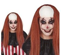 Pelata clown horror con cappelli rosso castano