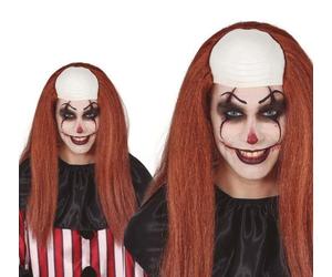 Pelata clown horror con cappelli rosso castano