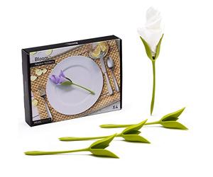 PELEG DESIGN Bloom Portatovaglioli a Fiore Set da 4 - Supporti Creativi a Forma di Stelo per Tovaglioli di Carta, Decorazione Tavola Originale per Feste e Cene, Include 4 Tovaglioli