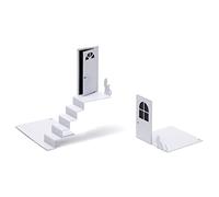 PELEG Design - Bookstairs Bookend - Fermalibri | decorazione per scaffale | supporto per libri a forma di gatto | fermalibri in metallo | fermalibri bianco | regalo per Natale, compleanno, San