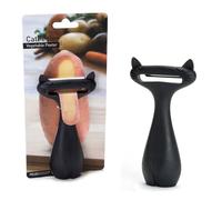 PELEG DESIGN CatPeeler Pelapatate Gatto - Sbucciatore Divertente per Verdure e Frutta con Lama in Acciaio Inox, Gadget da Cucina Creativo e Idea Regalo Originale per Amanti dei Gatti (Nero)