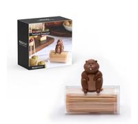PELEG DESIGN Woody - Dispenser per stuzzicadenti in legno a forma di castoro, in plastica resistente, gadget da cucina divertente e divertente