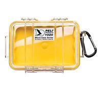 PELI 1020 Micro Case, Protezione stagna per piccoli dispositivi sensibili, Grado di protezione IP67, Capacità di 0,5L, Prodotto in USA, Trasparente/Giallo