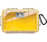 Peli 1050 Piccola Valigia protettiva da esterno per oggetti personali, IP67 Impermeabile e a prova di polvere, Capacità di 1L, Prodotto in USA, Colore Trasparente/Giallo