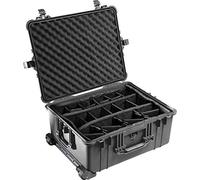 PELI 1610 Valigia Resistente agli Urti per Apparecchiature Fragili, IP67 Impermeabile e a Prova di Polvere, IP67, Capacità di 62L, Prodotto in Germania, Con Inserto Divisorio Imbottito, Colore Nero