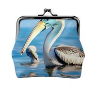 Pelican Bird Blue Sea Sky piccoli portafogli da donna, portamonete da donna, piccolo portafoglio da donna, con cerniera e blocco bacio, nero, Taglia unica, Art Deco