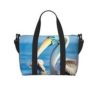 Pelican Bird Blue Sea Sky Versatile Personal Item Borse da viaggio per le donne - Spaziose borse da viaggio per viaggi, borse da palestra da uomo, nero, Taglia unica