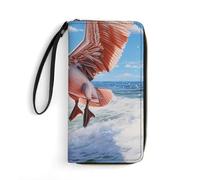 Pelican Bird Wild Wildlife Portafogli da polso per uomo donna portafoglio lungo in pelle portafoglio per carte di credito frizione con cordino, Stile:, 19.7x10.5cm