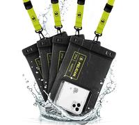 Pelican Marine 4 Pack - Custodia/custodia impermeabile IP68 per iPhone 15 Pro Max/ iPhone 14 Pro Max/ iPhone 13 Pro Max/ 12 Pro Max/ S23 Ultra/ Pixel 7/ Smartphone - Cordino staccabile - Nero/Giallo