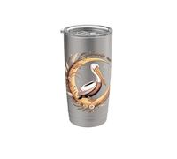 Pelican Moon Celestial Boho Sea Bird Art Bicchiere termico in acciaio inox doppia parete