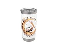 Pelican Moon Celestial Boho Sea Bird Art Bicchiere termico in acciaio inox doppia parete