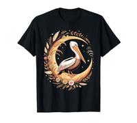Pelican Moon Celestial Boho Sea Bird Art Maglietta