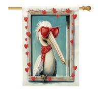 Pelicans - Bandiere per casetta degli uccelli, 71,1 x 101,6 cm, double-face, per decorazione di San Valentino, per finestre e cortili, in tela, a forma di cuore, per esterni