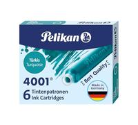 Pelikan 301705A - Juego de cartuchos de tinta 4001 para plumas estilográficas TP6, 6 cartuchos, Turquesa