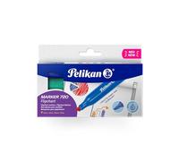 Pelikan 720 - Pennarelli per Flipchart, set di 4 colori, punta smussata da 2-5 mm, inchiostro inodore, lunga durata (oltre 700 m)