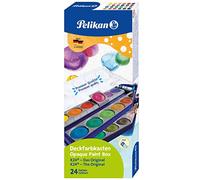 Pelikan 720862 Acquarelli Premium Qualità Extra K24-24 Colori Assortiti Con Scodellini Separabili, Nero Bianco, Set Da Due Pezzi il pacchetto può variare