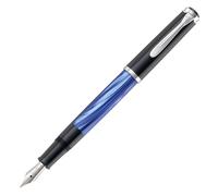 Pelikan 801911 - Penna Stilografica Linea M205 Classic, Blu Marmorizzato/Nero, Dettagli Argento Silver, Pennino in Acciaio Inossidabile, Dimensione F, in confezione regalo