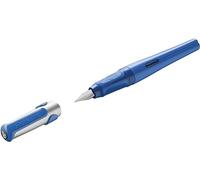 Pelikan 802925 Penna Stilografica a Cartuccia, Fusto Blu, Pennino F, Grip Antiscivolo, Impugnatura Ergonomica, per Destri, Set Scuola, Sistema Antimacchia