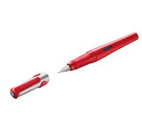 Pelikan 803014 Penna Stilografica a Cartuccia, Fusto Rosso, Pennino L, Grip Antiscivolo, Impugnatura Ergonomica, per Mancini, Set Scuola, Sistema Antimacchia