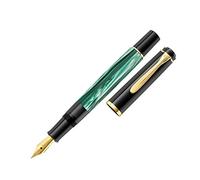 Pelikan 984203 - Penna Stilografica Linea M200 Classic, Verde Marmorizzato/Nero, Dettagli Oro 24K, Pennino in Acciaio Inossidabile, Dimensione B, in confezione regalo