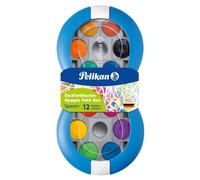 Pelikan Acquerelli, 12 Colori, Confezione Blu, 1 Tubetto di Bianco, Scodellini Separabili, Per Dipingere, Portatile, Per Bambini Asilo ed Elementare, Prodotto in Germania